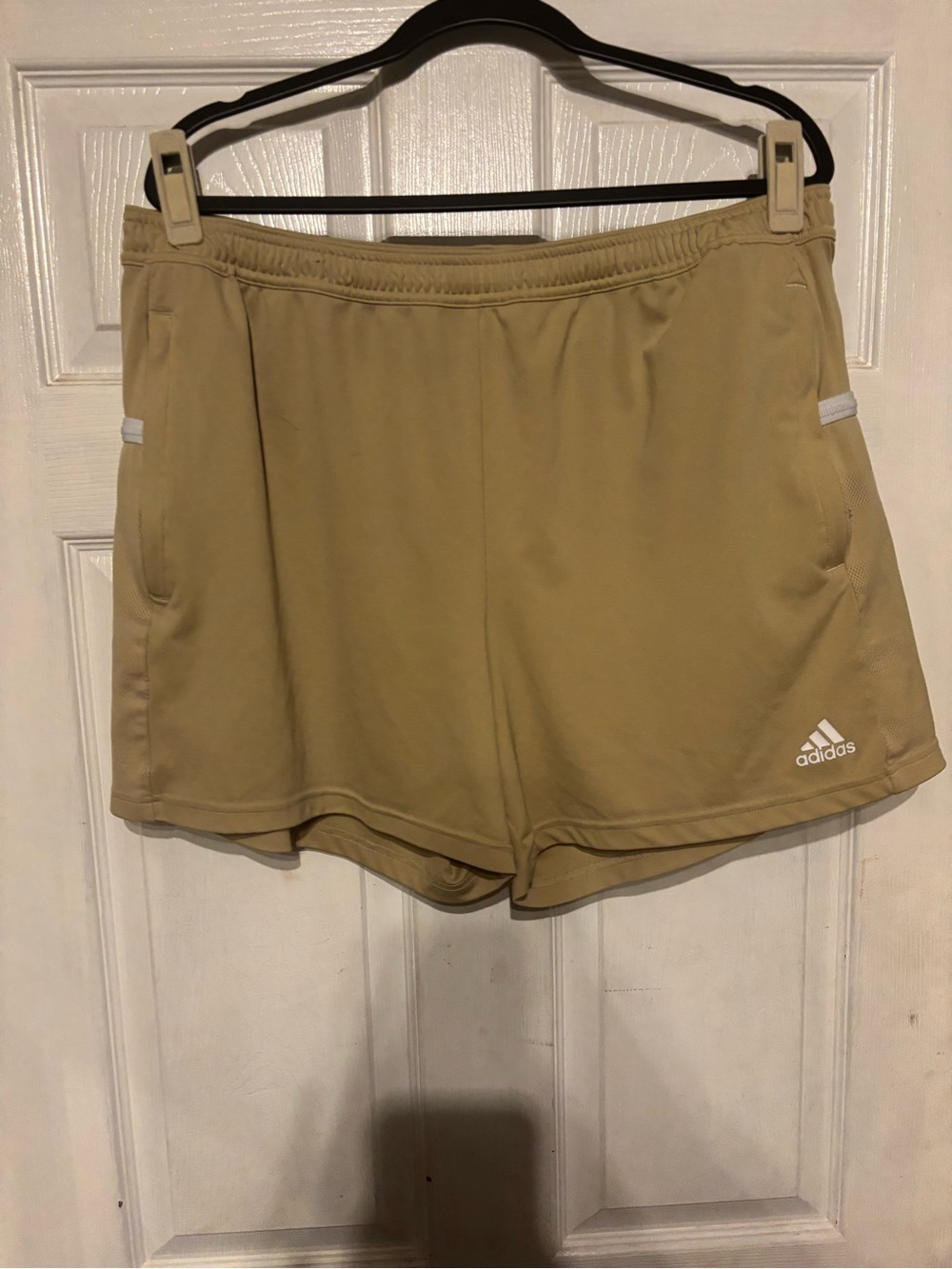 adidas Women's Beige Athletic Shorts with White Logo